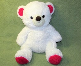 16&quot; Animal Adventure Teddy Bear White Plush With Pink Paws Ears Stuffed Animal - $18.89