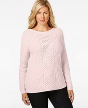 KAREN SCOTT Cable Knit Sweater Eggshell Sparkle Plus Size 0X $49 - NWT - £7.04 GBP