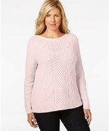 KAREN SCOTT Cable Knit Sweater Eggshell Sparkle Plus Size 0X $49 - NWT - £7.16 GBP