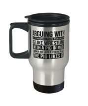Construction worker Travel Mug, Like Arguing With A Pig in Mud Construction  - £19.74 GBP