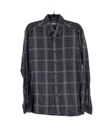 Arnaz Dress Shirt L Mens Plaid Black White 16 16.5 Button Up Long Sleeve... - £13.94 GBP