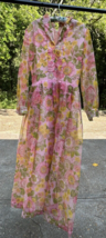 Vintage stunning maxi dress 1970&#39;s sheer boho wedding bridesmaid floral ... - £50.26 GBP