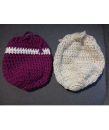 Alabama Gift Bags - 2, hand crocheted, grape and beige - $16.00