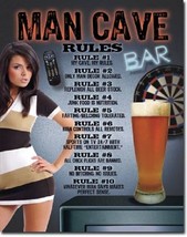 Man Cave Rules Sexy Beer Wall Art Bar Pub Garage Decor Metal Tin Sign New - $15.99