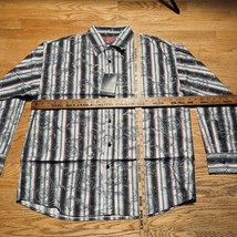 Y2K NEW Vintage Koman Sport Striped Swirls Button Shirt Long Sleeve Men&#39;s Sz 2XL - £23.70 GBP