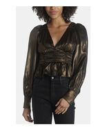 NWT $118 WAYF Tie Back Peplum Top WOMENS SIZE LARGE Antique Brass shimmer - €34,08 EUR