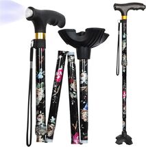 Portable Walking Cane with 5-Level Height Adjustment &amp; Built-in LED Light - $59.35
