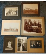 17 VINTAGE ANTIQUE PHOTOS IN PHOTO MATTE FOLDERS; FAMILY PORTRAITS; HOUSES - $21.77