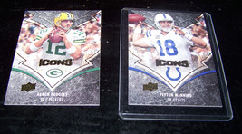 lot of {2} sports trading cards nfl football {peyton manning,&amp; arron rogers} - £8.75 GBP