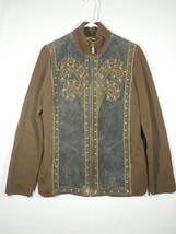 Vintage Bob Mackie Wearable Art Jacket Womens S Brown Embroidered Suede ... - £23.53 GBP