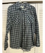 Haband Shirt Mens Medium Pearl Snap Western Denim Blue Flannel Plaid Lon... - $225.80 MXN