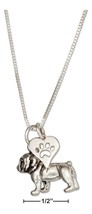 Pendant Necklace Sterling Silver 18&quot; Bulldog Pendant Necklace with Paw P... - £51.79 GBP+
