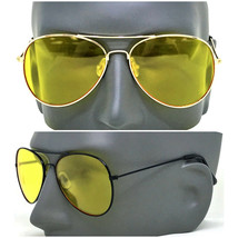 Sport Aviator Hd Night Driving Vision Sunglasses Yellow High Definition Glasses - £10.00 GBP+