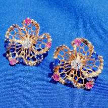 Earth mined Diamond Sapphire Ruby Deco Earrings Vintage Filigree Solid 1... - $55,987.26 MXN