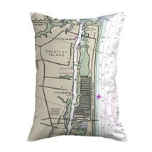 Betsy Drake Ocean Isle, NC Nautical Map Noncorded Indoor Outdoor Pillow ... - £43.27 GBP