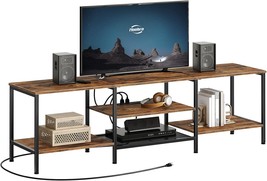 Rustic Brown And Black Bf80Ds01 Hoobro Tv Stand With 75-Inch Power Outle... - £124.23 GBP