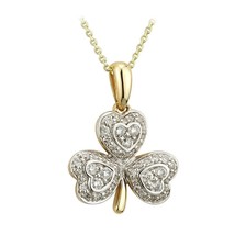 14k or Jaune Plaqué 0.52ct Véritable Moissanite Trèfle Pendentif Collier 18 &quot; - £147.15 GBP