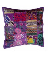 Handmade Patchwork Cushion Pillow, Sari Patch Indian Ethnic Embroidered ... - $13.00 CAD