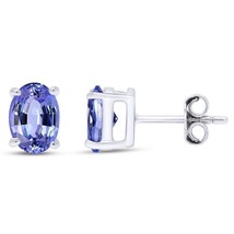 2Ct Coupe Ovale Simulé Tanzanite Février Naissance Clous D&#39;Oreilles 925 Argent - £39.78 GBP