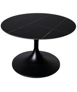 LeisureMod 27 Round Coffee Table with Sintered Stone Top and Powder-Coa... - $435.61 CAD