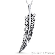 Eagle Bird Wing Ruffled Feather Indian Pendant in Oxidized .925 Sterling Silver - $22.79+