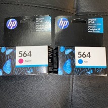 Genuine HP 564 Cyan &amp; HP 564 Magenta Ink Cartridges NIB Exp 2020 - £19.97 GBP