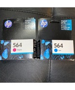 Genuine HP 564 Cyan &amp; HP 564 Magenta Ink Cartridges NIB Exp 2020 - £19.61 GBP