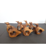 Vtg Lot 8 Hand Carved Wood Wooden Bird Napkin Rings Holders Hummingbird ... - $28.59 CAD