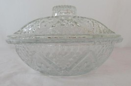 VINTAGE PASARI 1950s CLEAR PRESSED GLASS LIDDED CANDY DISH EUC RG7 - $12.95