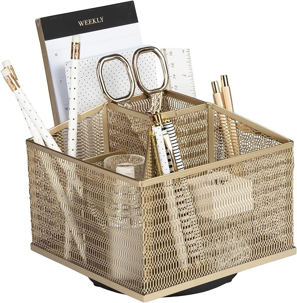 The Blu Monaco Gold 360 Degree 7 Compartments Rotating Desk Organizer Su... - $30.92