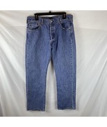 EUC Levi&#39;s 501 36x32 Straight Fit Button Fly Medium Wash Denim Blue Jeans - $25.26 CAD