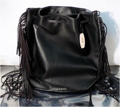 NWT Victoria&#39;s Secret Fashion Show Backpack Purse Bag - Black Leather Fr... - £15.90 GBP