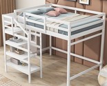 Full Size Loft Bed With Built-In Storage Staircase And Hanger For Clothe... - $752.99