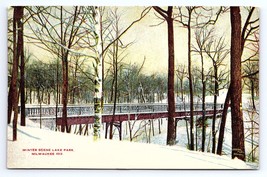 Postcard Winter Scene Lake Park Milwaukee Wisconsin WI - £2.91 GBP