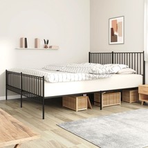 Bed Frame Black Powder-Coated Steel King Bed Frame Rectangular - $301.05 CAD