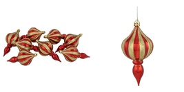 4.75&quot; 8ct Red and Gold Shatterproof Finial Christmas Ornaments - £28.41 GBP