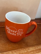 Large Orange &amp; Cream SOCCER SHOTS Ceramic Coffee Cup Mug – 4.5 inches high x 3 a - £9.02 GBP