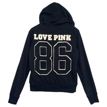 PINK Victorias Secret Hoodie Womens Medium Black Faux Fur Lined Zip Up Y... - $2,313.19 MXN