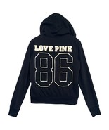 PINK Victorias Secret Hoodie Womens Medium Black Faux Fur Lined Zip Up Y... - $2,277.74 MXN