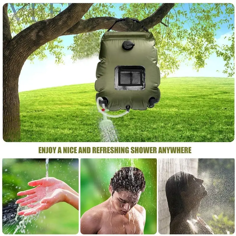 20L Water Bag Outdoor Camping Hiking Solar Shower Bag Heating Camping Shower - £17.32 GBP