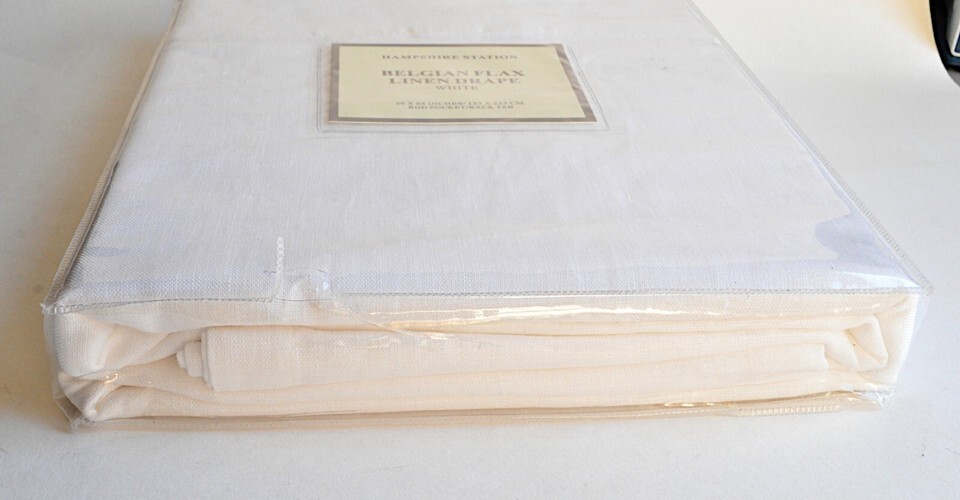 Belgian Flax Linen Drape Panel 50 x 88 Hampshire Station White Cotton Lined Item image 3