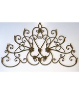 Large Ornate Metal Wall Hanging Scroll Floral Gold Bronze  46.5&quot; x 26.5&quot;... - £38.12 GBP