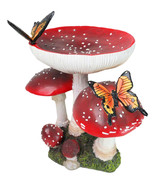 Enchanted Fairy Garden Toadstool Mushrooms With Monarch Butterflies Figu... - $755.65 MXN