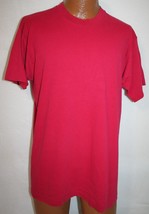 Vintage 90s Fruit Of The Loom Dark Red Blank Cotton T-SHIRT L Single Stitch Usa - £13.42 GBP