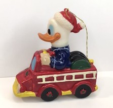 Walt Disney Productions DONALD DUCK Fire Engine Truck Christmas Tree Ornament - $12.00