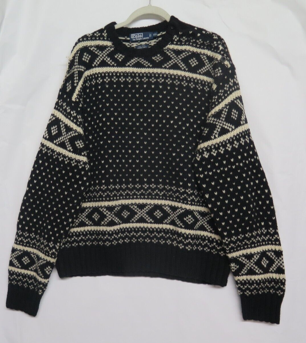 Primary image for Polo Ralph Lauren Hand Knit Wool Sweater Button Flap Shoulder Mens Sz XXL 2XL