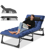 5-Position Adjustable Outdoor Reclining Folding Lounge Chair Sleeping Bed Cot  - £95.35 GBP - £116.50 GBP
