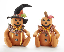 Set 2 Pumpkin Jack O Lantern Sitter Doll Halloween / Fall  Delton 8.5  *... - £28.11 GBP
