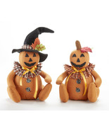 Set 2 Pumpkin Jack O Lantern Sitter Doll Halloween / Fall  Delton 8.5  *... - £27.46 GBP