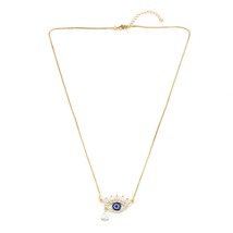 Blue Crystal &amp; Cubic Zirconia Evil Eye Pendant Necklace - £13.46 GBP